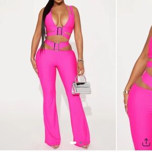 Vibrant Pink Cutout Two Piece Set